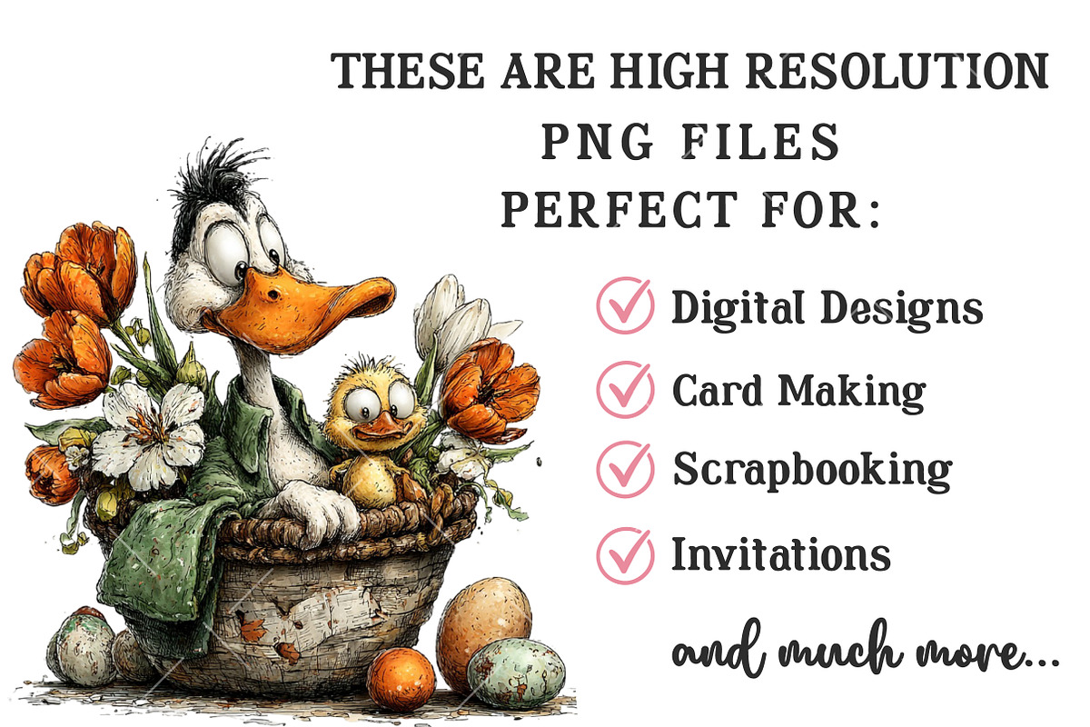 Whimsical Easter Duck Clipart, an Illustration by OK Design (Photo 4 of 6)