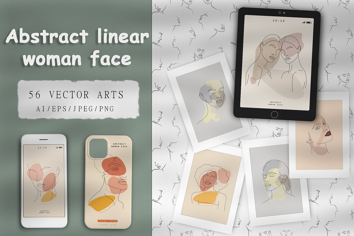 Abstract linear woman face, a Graphic by Vinegret -Shop (Photo 1 of 8)