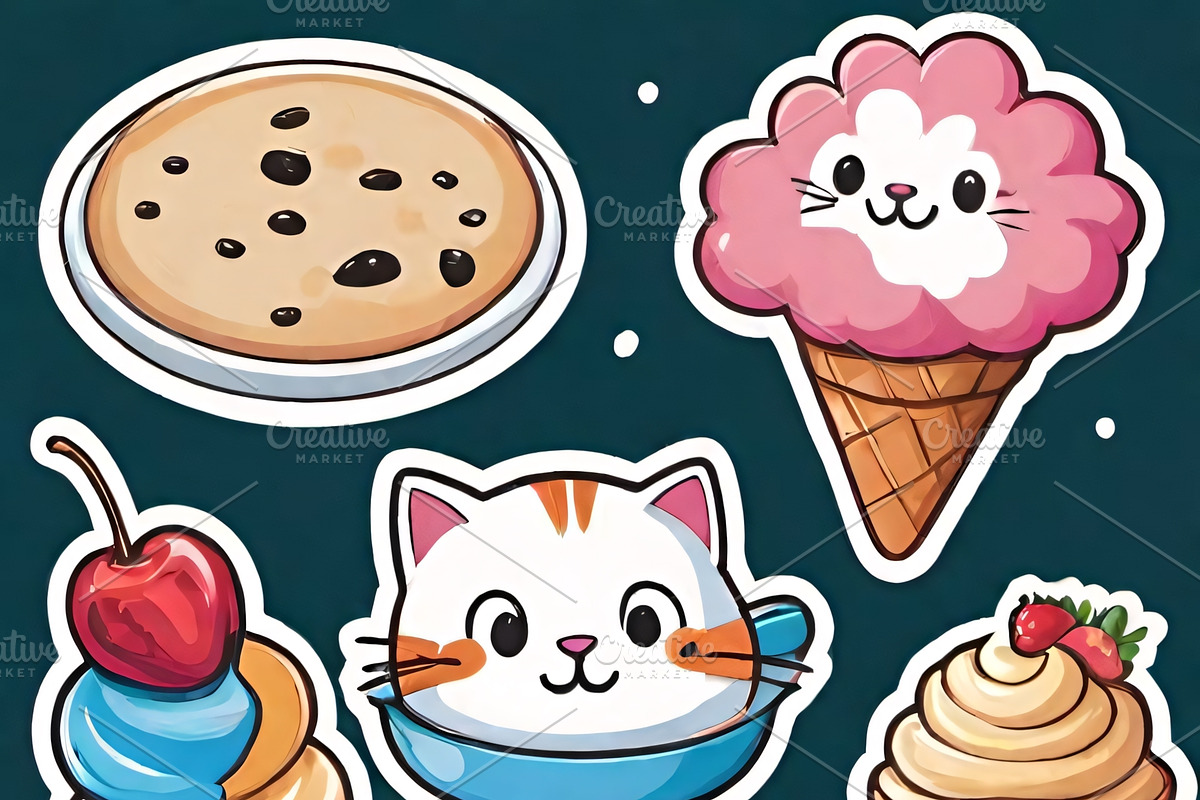 “Cute Cats & Ice Cream” bundle, an Illustration by ETARA by Mea Hau (Photo 7 of 8)