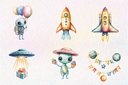 Cute Space Clipart, Space Birthday, an Illustration by CreationArt (Thumbnail 2 of 5)