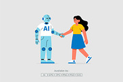 AI Robot and Woman Partnership, a Technology Illustration by Partikusi Design (Thumbnail 2 of 3)