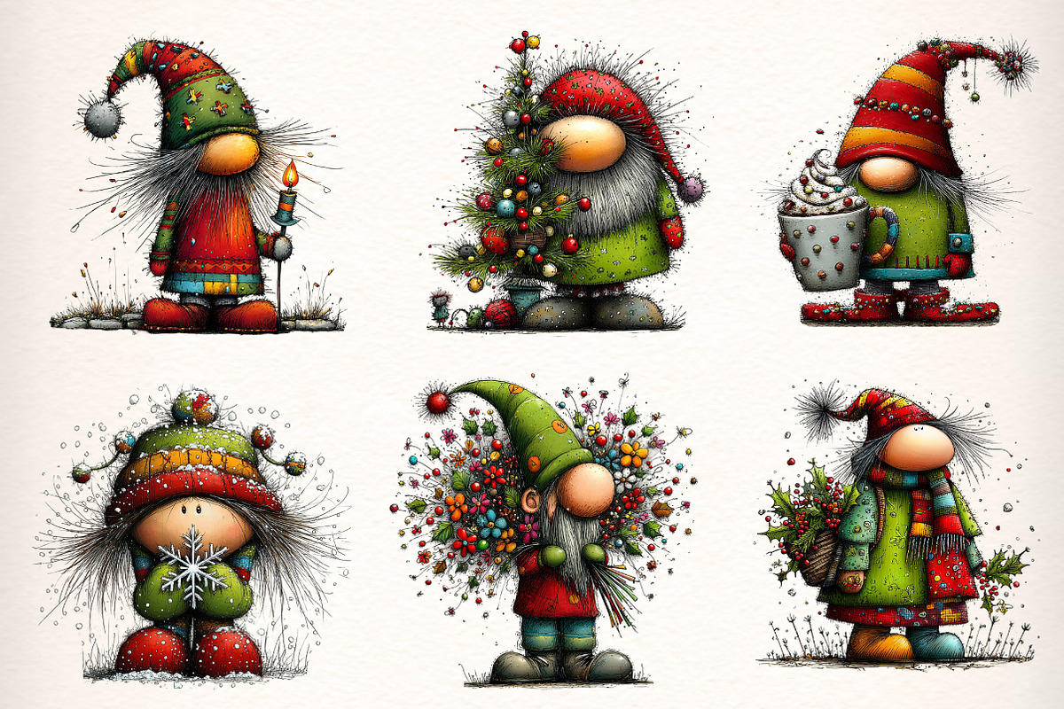 Whimsical Christmas Gnome Clipart, an Illustration by Dream Creation (Photo 2 of 8)