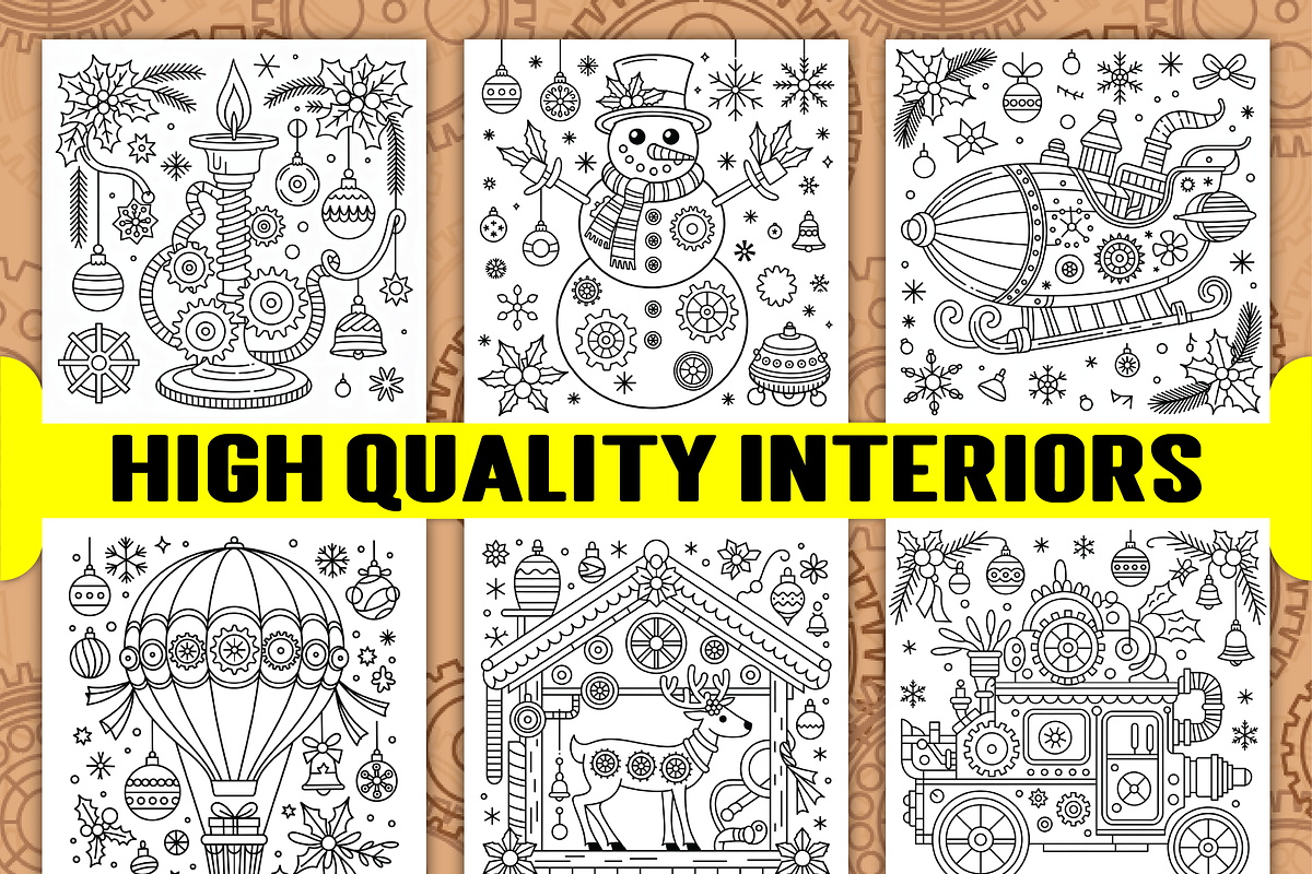 Steampunk Christmas Coloring Book, a Seasonal Illustration by Ink Gallery (Photo 2 of 5)