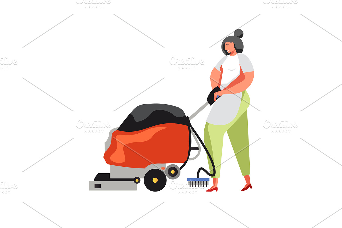 Commercial cleaning services, vector, a Person Illustration by Sky Pics Studio