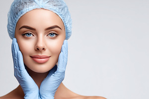 Young woman with a hairnet and blue, a Health & Medical Photo by MistyDay