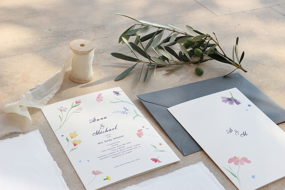 Minimalist Wedding Invitation, a Print Template by MalyskaStudio (Photo 2 of 5)
