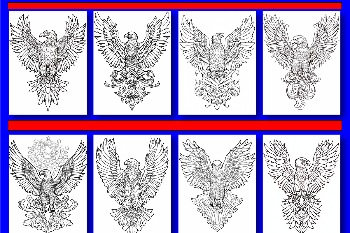 American Flag Coloring pages Vol 01, an Animal Illustration by Coco Bloom (Photo 3 of 4)