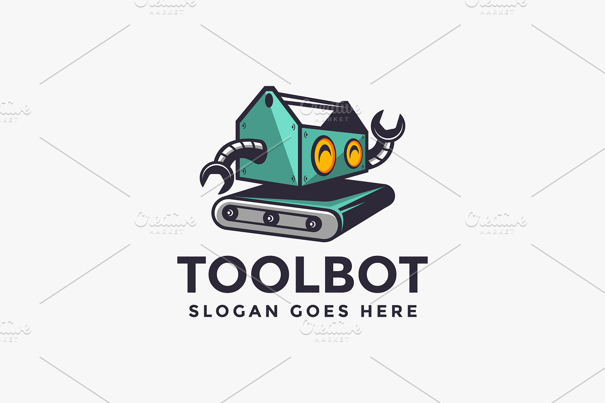Toolbox robot cartoon mascot logo, a Branding & Logo Template by DOMHOUZE