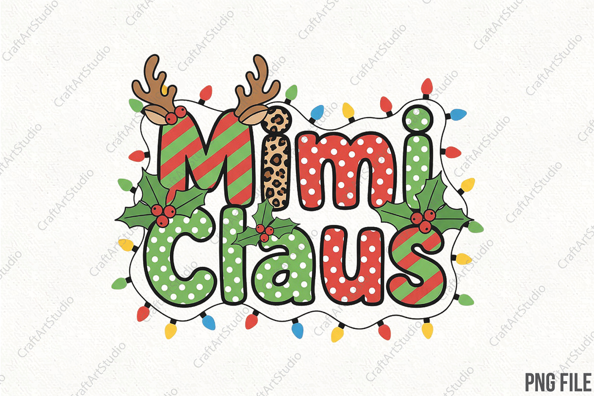 Christmas Mimi Claus Santa Reindeer, an Illustration by CraftArtStudio (Photo 1 of 4)