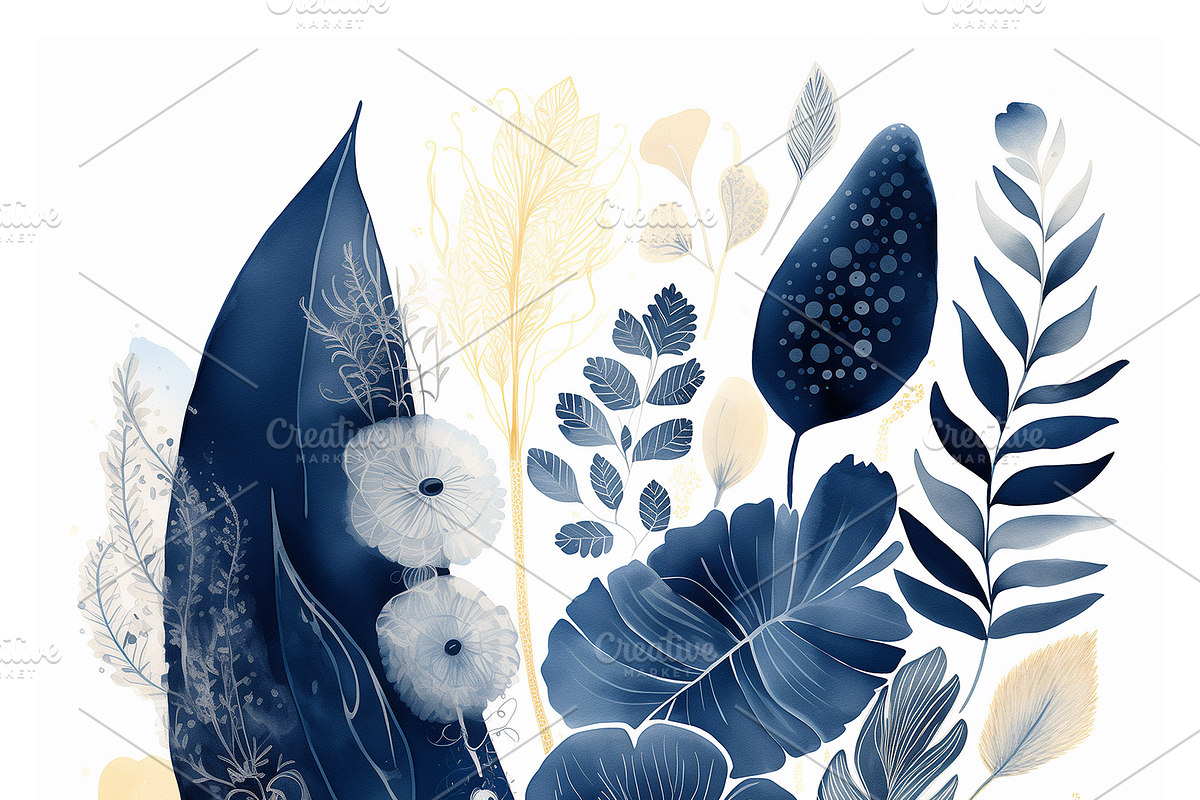 Deca Co - Blue Ink Botanical Shapes, a Texture Illustration by milatovar (Photo 13 of 25)