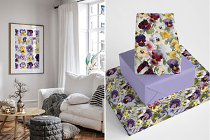 12 Pansies Seamless Patterns