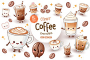 Kawaii Coffee Characters Sets, a Food Illustration by OtpirusGraphic (Thumbnail 1 of 3)