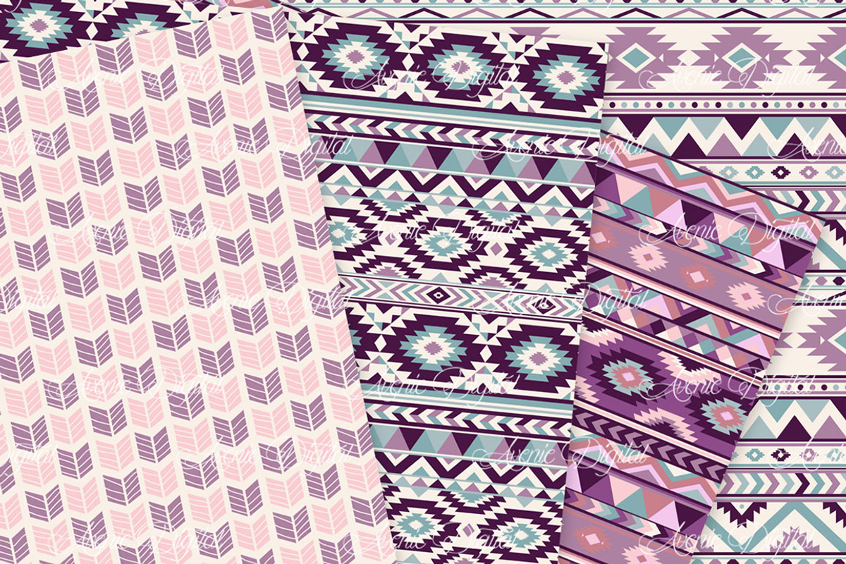Purple Aztec Digital Paper, a Texture Graphic by Avenie Digital (Photo 2 of 4)