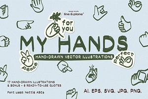 Hands - Vector Illustrations, an Emoji Icon by line & plane