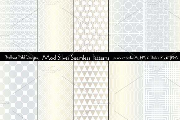 Mod Silver Seamless Patterns preview 6