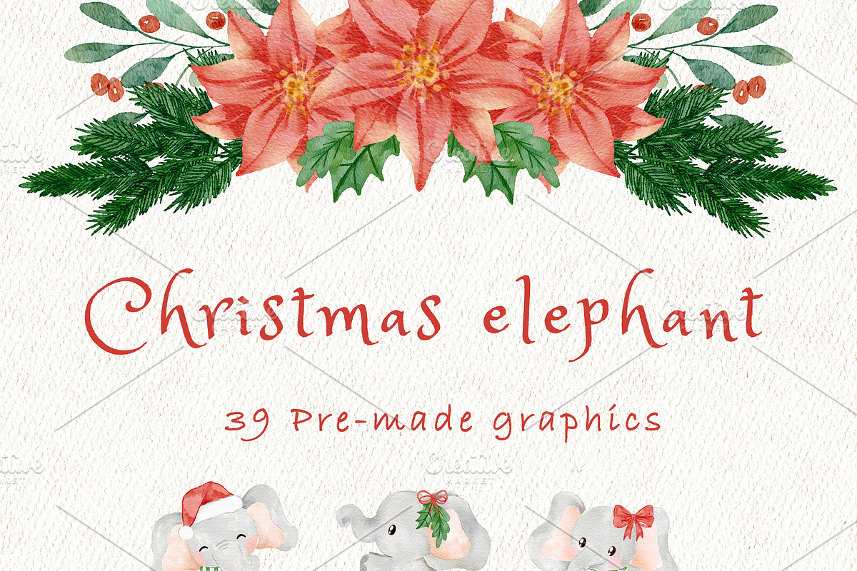 Christmas baby elephant, an Animal Illustration by heyiamalice (Photo 3 of 12)