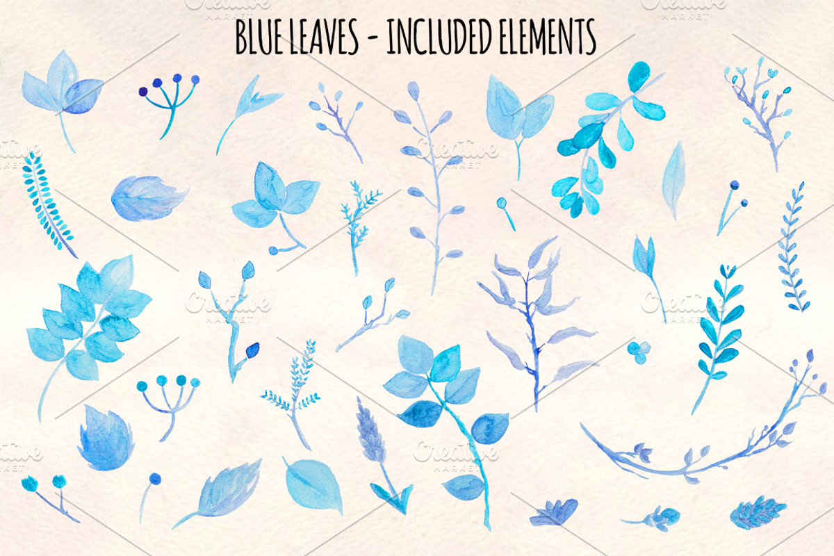 Delicate Blue Leaves Watercolors, a Decorative Illustration by Violet LeBeaux (Photo 2 of 3)