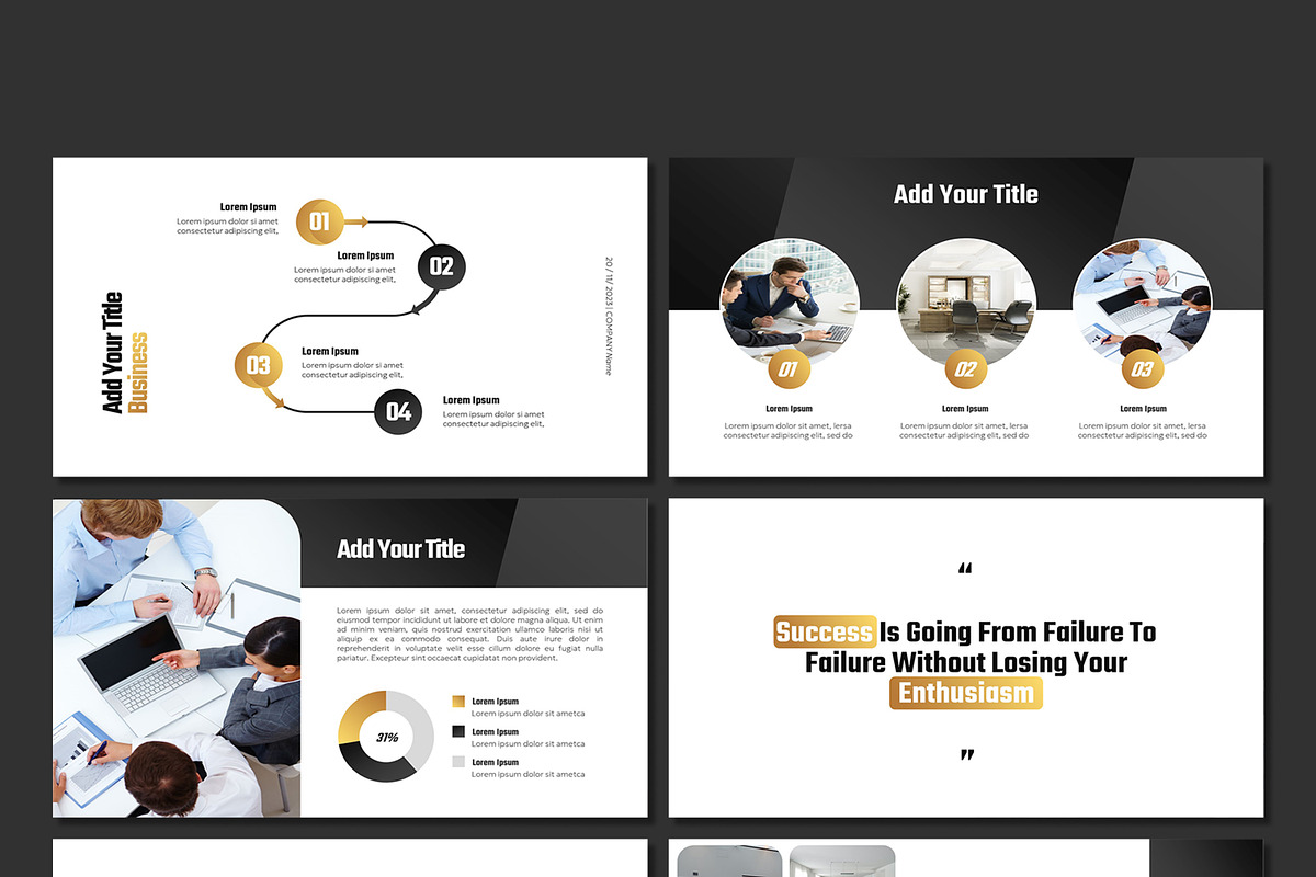 Black and Gold Powerpoint Template, a Presentation Template by SKY CREATION (Photo 4 of 6)