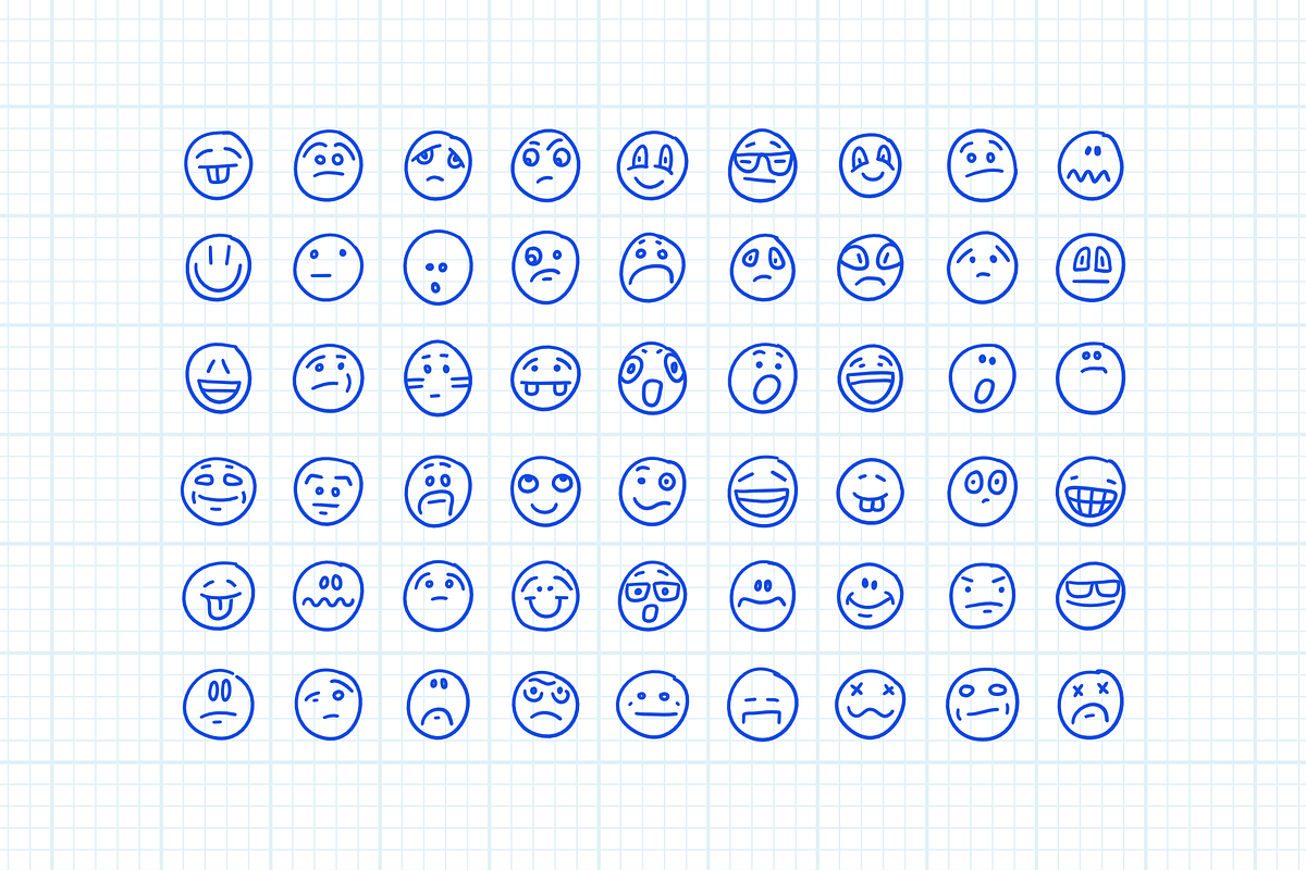 Freehand Drawn Emoji Smiles Set #1, a Templates & Theme by Alex Serada (Photo 3 of 5)