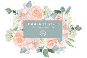 Summer Floral Peony Roses Clipart