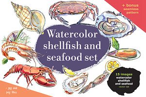 Watercolor shellfish set