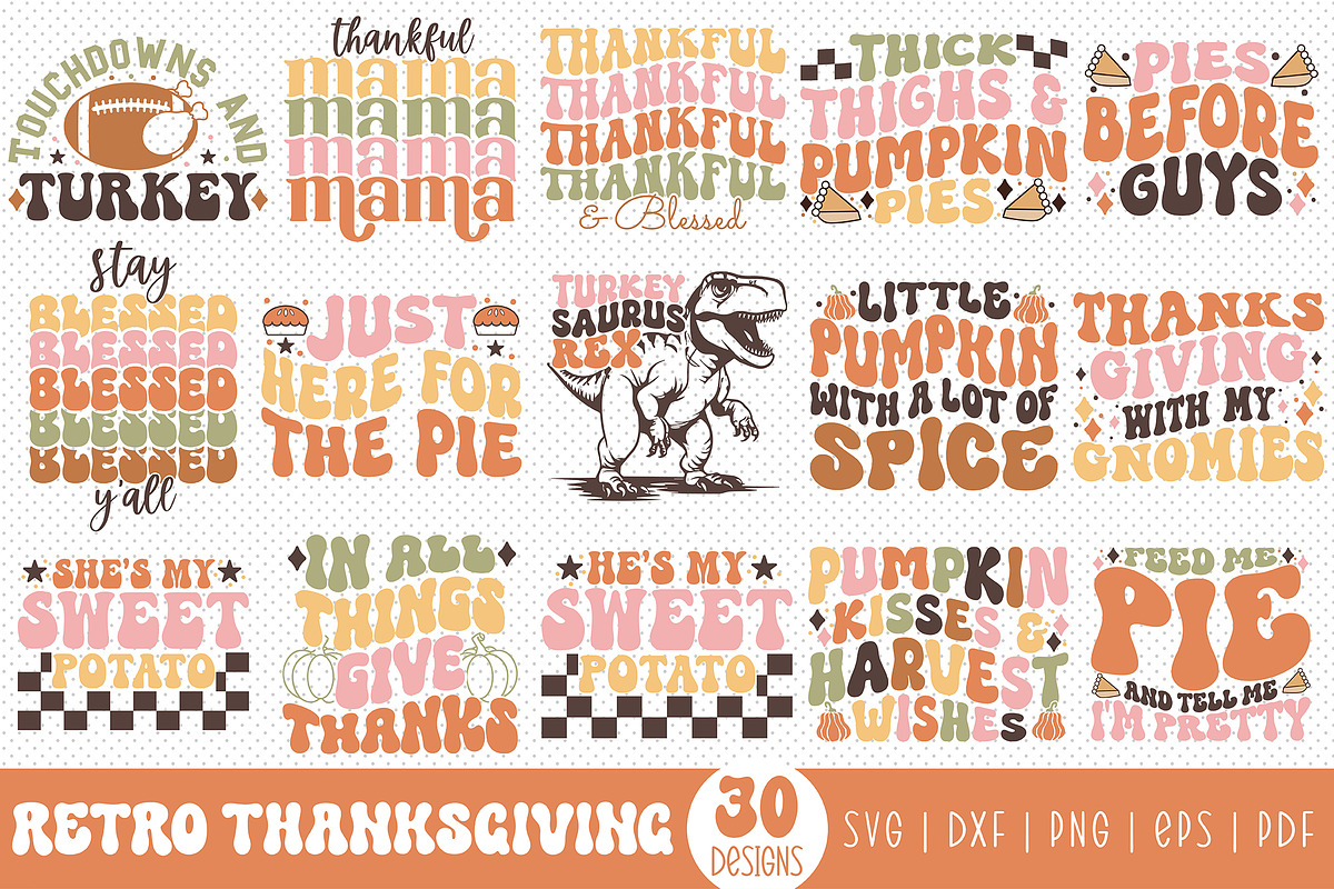Retro Thanksgiving SVG Bundle, a Graphic by CraftlabSVG (Photo 1 of 16)