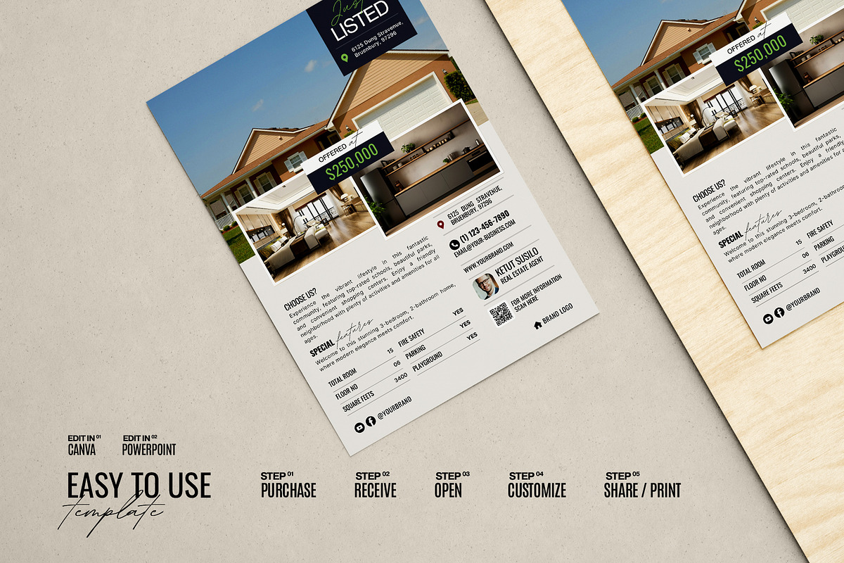 Realtor Just Listed Property Flyer, a Flyer Template by Prapti Design (Photo 4 of 10)