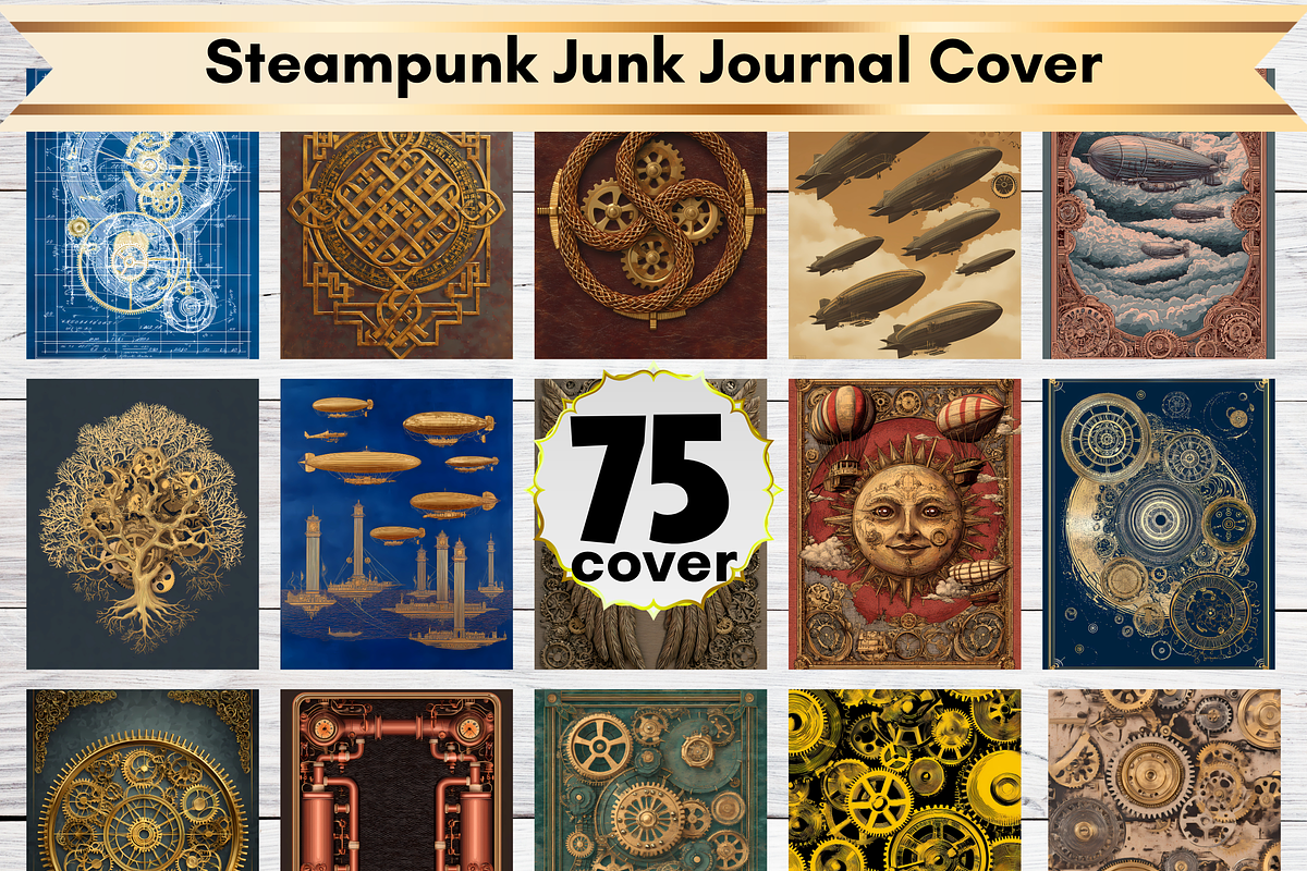 75 Steampunk Junk Journal Cover, a Brochure Template by LA Design (Photo 1 of 10)