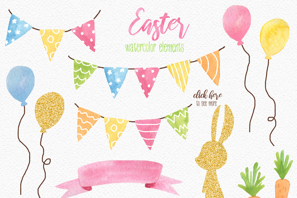 Happy Easter Watercolor Set, an Illustration by LeMagiqueBoutique (Photo 3 of 6)