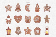 Christmas gingerbread clipart, a Decorative Illustration by CreativeByLu (Thumbnail 2 of 7)