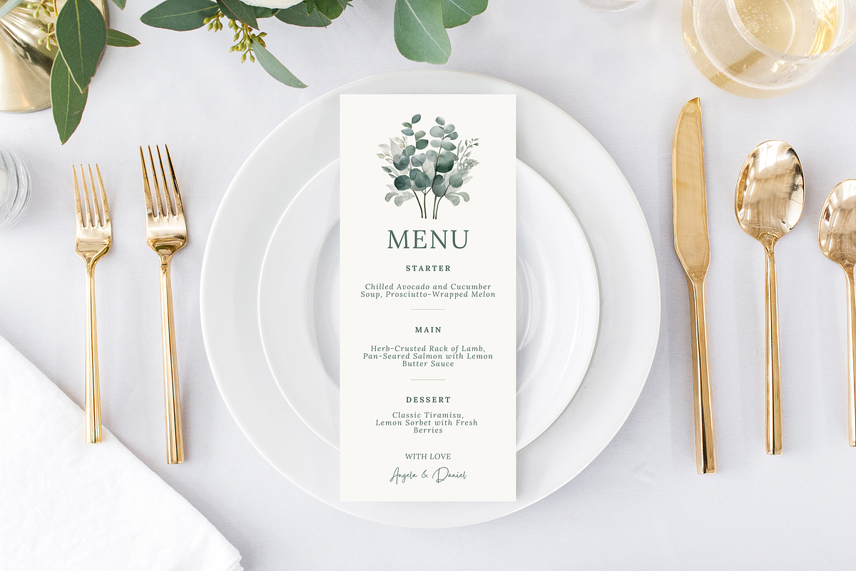 Wedding Menu Template Sage Greenery, a Stationery Template by MarryMeMoments (Photo 3 of 4)