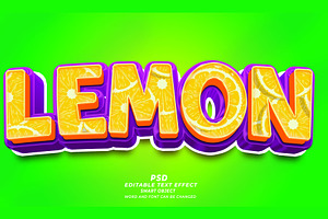 PSD Lemon 3d Editable Text Effect