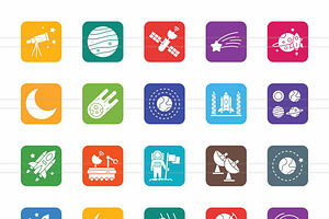 50 Astronomy Filled Round Corn Icons