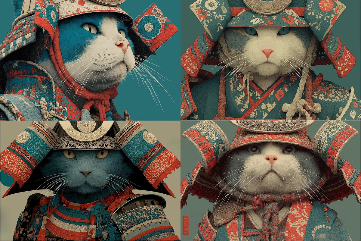 40 Samurai Cat Illustrations, an Animal Illustration by HipFonts (Photo 11 of 11)