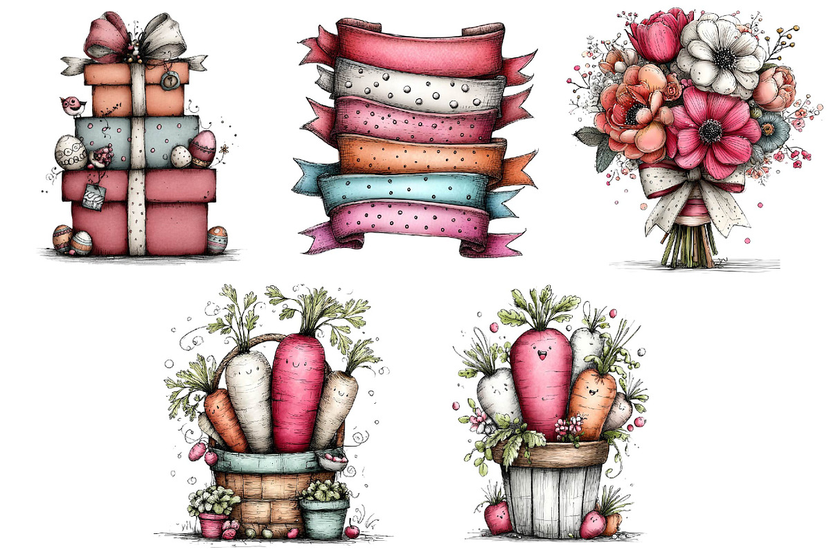 Whimsical Spring Easter Clipart, an Illustration by DreamPrint404 (Photo 5 of 5)