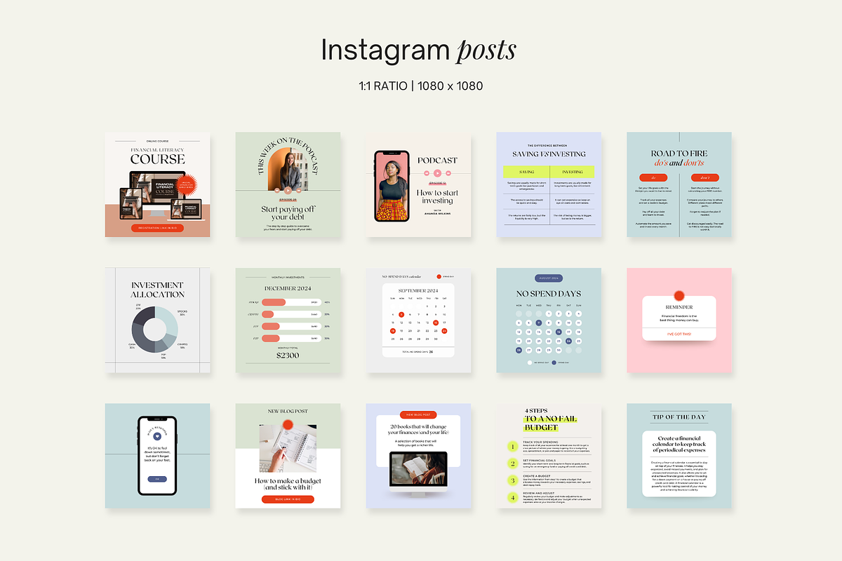 Financial Coach Instagram Pack Canva, a Social Media Template by Studio Mindu (Photo 4 of 10)