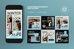 Beige Winter Fashion Instagram Pack, a Social Media Template by graphicook