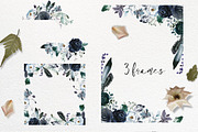 Boho Navy Peony Floral Clipart, a Decorative Illustration by whiteheartdesign (Thumbnail 6 of 9)
