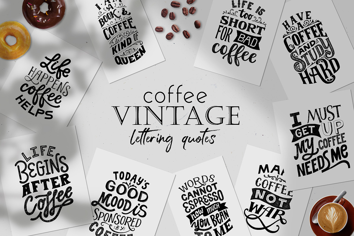 Vintage Coffee Lettering Quotes., a Graphic by ElenKoss (Photo 1 of 12)