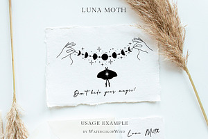 Celestial Luna Moth Vector Clip Art