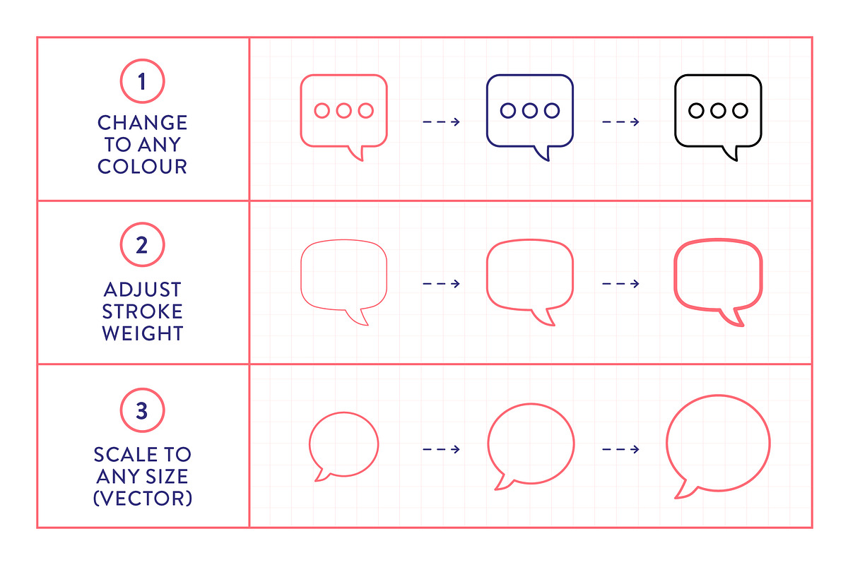Speech Bubble Icons, an Outline Icon by Made by Made (Photo 3 of 7)