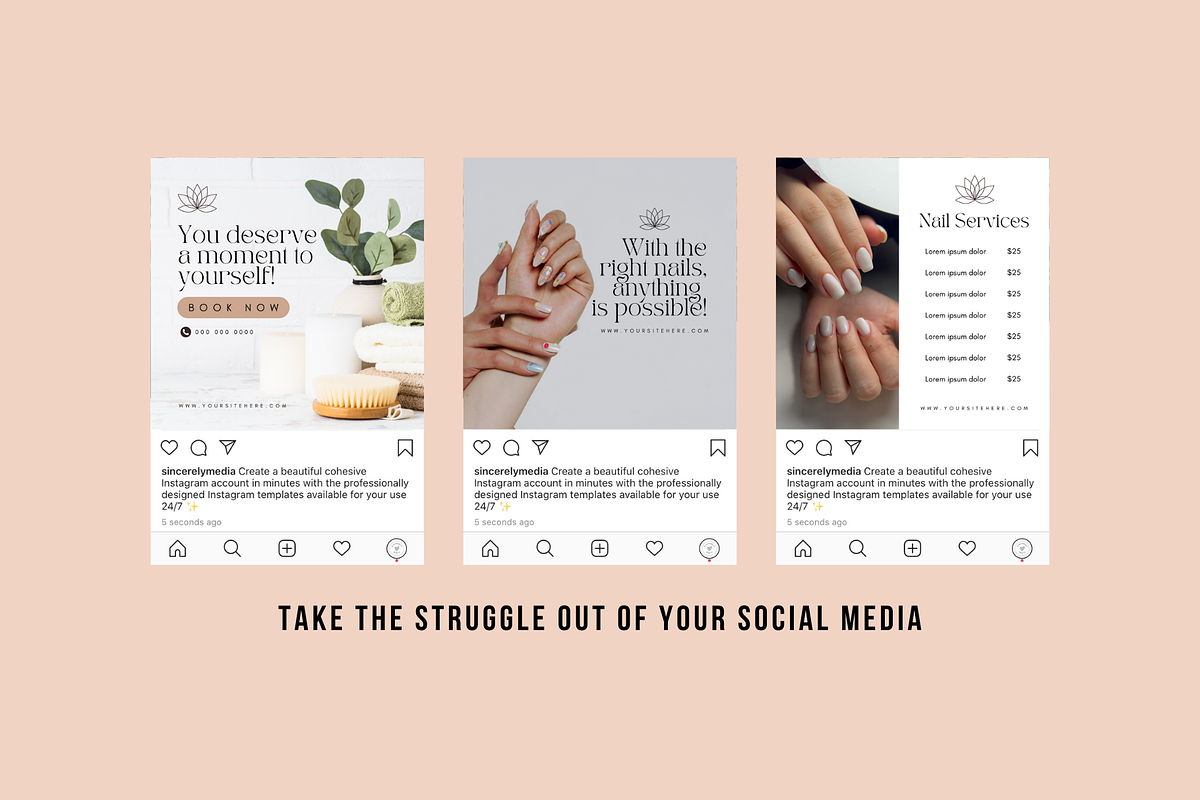 Spa Beauty Salon Social Media, a Social Media Template by Sincerely Media (Photo 3 of 9)