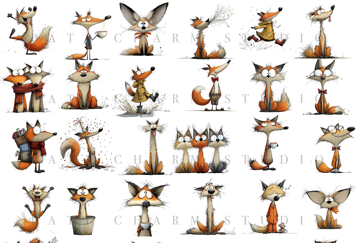 40 Quirky Fox Clipart Set, an Animal Illustration by Pati Charm Studio (Photo 2 of 8)