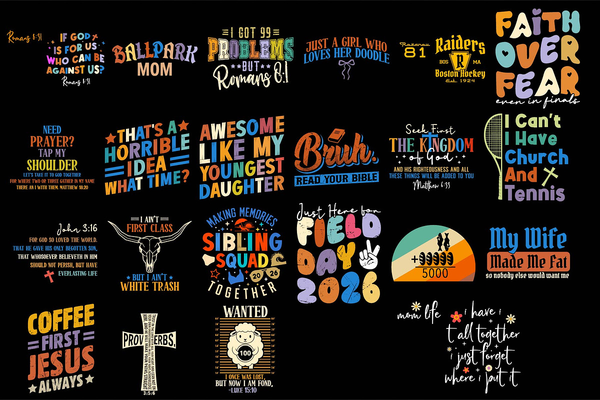 Funny Mom & Faith T-Shirt Design Pac, a Graphic by vintage (Photo 3 of 3)