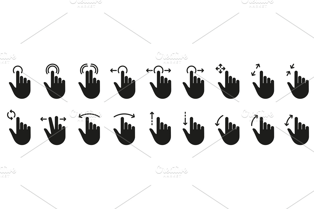 Pointer Gestures Icons, an Object Illustration by Gentle Studio