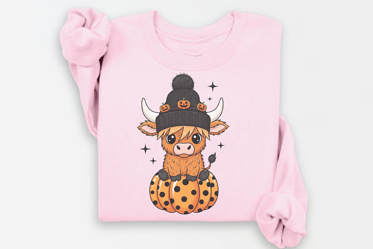 Cute Highland Cow Halloween Png, an Illustration by Watercolor design (Photo 2 of 3)