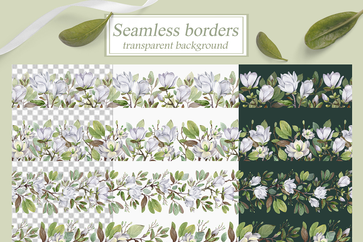Watercolor Magnolia Flower Set, a Decorative Illustration by LenArt (Photo 14 of 18)