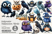 Watercolor Halloween Birds Clipart, an Illustration by Dream Creation (Thumbnail 1 of 5)