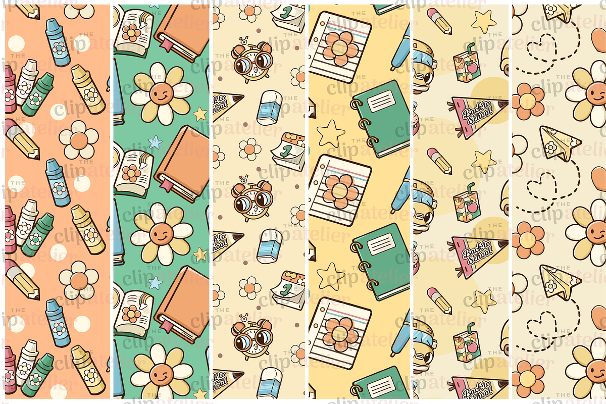 Retro Back to School Seamless Patter, a Pattern Graphic by TheClipAtelier (Photo 3 of 4)