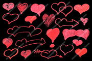 Red Hearts Textured Chalk Clipart, a Texture Illustration by RabbitAndPencil (Thumbnail 3 of 3)